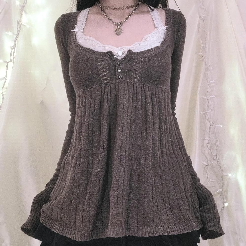 PMIYS Women Autumn Knitted Tops Solid Color Long Sleeve
